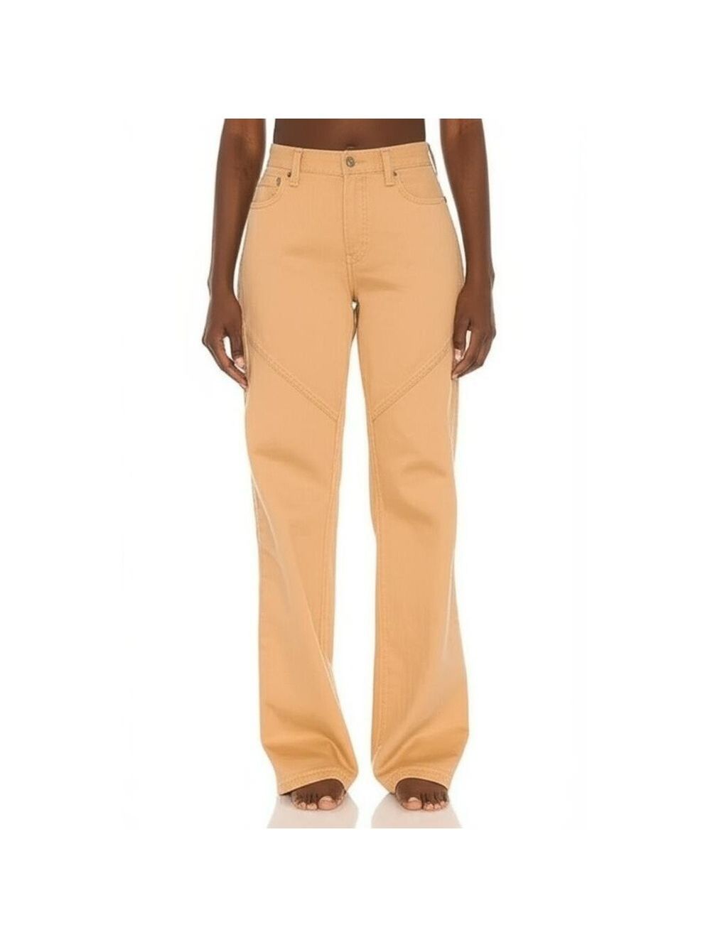 BANANA REPUBLIC Womens High-Rise Straight Pants Size 30/10 Tan Diagonal Seam